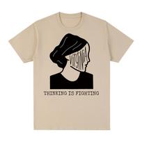 Virginia Woolf Vintage Tshirt Thinking Is Fighting Cotton Unisex T Shirt New Tee Tshirt Womens Tops S black