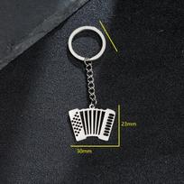 Personalizuotas muzikos serijos raktų pakabukas: Nerūdijančio plieno smuiko, akordeono, dūdos, mikrofono pakabukai black