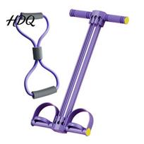 Full Body Training Resistance Band Pedal with Handle 6-Tube Ankle Puller Elastic Sit-up Yoga violetinė