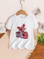 Fnaf Foxy Kids' Family Style T-Shirt Toy Bear's Five Nights At Freddy's Short-Sleeved Game Print Shirt - Boys And Girls Clothing 160 beige