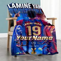 Lamine Yamal 1 Personalized Name Blanket Cozy Customizable Blanket Soft & Cozy Perfect for Sofa Home Decor Couch Livingroom Four Seasons Multipurpose 80cmx120cm blue