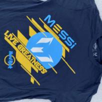 Lionel Messi Hard Rock Football Shirt XS Live Greatness Soccer T-Shirt Tee 150 blue