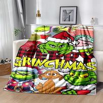 1 vnt. Grinčo šventinis miksas pledas Minkštas ir patogus Atsitiktinis Šiltas Kempingas Kelionės Kalėdos Helovinas Dovana M921583 130cmx150cm