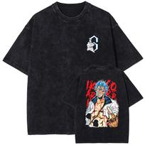 Anime BLEACH Grimmjow Jaegerjaques Cool Tshirt Men Vintage Washed T-shirts Manga Cotton Harajuku Male Casual Tops T Shirt S black