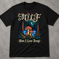 Man I Love Fungi Shirt, Funny Mushroom Wizard Tee, Pixel Art Mycology Humor, Foraging Trip Gift for Mushroom Hunters and Cottagecore Fans XL black