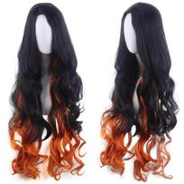 Anime character Kamado Nezuko cosplay kimono costume wig women's Halloween party carnival costume and wig 150CM black