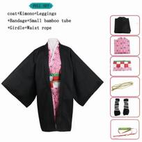 Anime character Kamado Nezuko cosplay kimono costume wig women's Halloween party carnival costume and wig S black