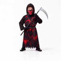 Halloween Costume for Adults, Black Cape Cloak with Hood Party Prop Set M raudona