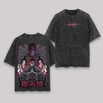 Pain Nagato T-shirt Naruto Manga Tee Vintage Washed Oversized Retro Anime Harajuku Streetwear Mens Graphic Clothes Top Akatsuki M black