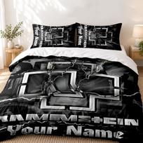 Rammstein Custom Name 3pc set Perfect for bedroom use Comfortable bedding set includes a duvet cover and two pillowcases Ideal birthday or Christmas g 180cmx210cm