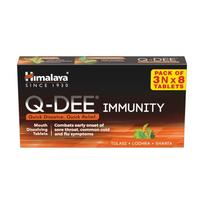 Himalaya Q-DEE Immunity Mouth Dissolving Tablets Pack of 3NX8'S Quick Relief Flu Cold Sore Throat