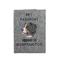 Bernese Mountain Dog, Berner Sennenhund - Dog passport case, document case, gift for the traveller from the Art-Dog brand pilka spalva