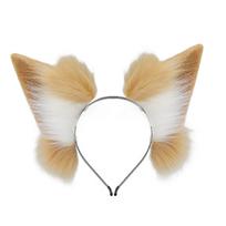 1 vnt. lapės kostiumas, lapės uodega, lapės ausys, lankelis, dirbtinio kailio uodega Helovynui, Kalėdoms, Cosplay 10 beige