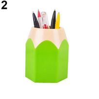 Pencil Shaped Make Up Brush Pen Holder Pot Office Stationery Storage Organizer School Supplies for kids Pens Holder DropShipping žalia