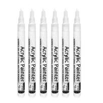 6Pcs Black And White Acrylics Paint Pen 0.7mm Tip Quick Drying Water Resistant Acrylics Marker Permanent Marker white