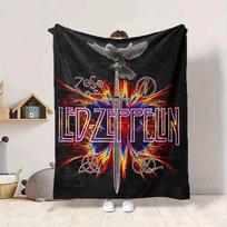 1 vnt. LED ZEPPELIN pledas Minkštas šiltas visų sezonų užtiesalas sofai, lovai, automobiliui, biurui Ryškus spalvingas dizainas, patvarus ir jaukus dovanų 130cm×150cm gray