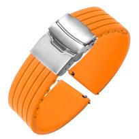 18mm 20mm 22mm 24mm Silikoninė laikrodžio apyrankė Universalus Sportinis Vandeniui atsparus Guminis Sulankstoma Sagtis Dirželis Seiko Apyrankės Priedams 20mm&Silver Buckle oranžinė