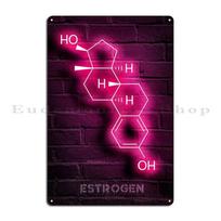 Estrogen Neon Molecule Metal Sign Printed Pub Home Cinema Garage Tin Sign Poster 20x30cm（7.8x11.8inch） pink