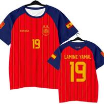 2026 m. Ispanijos komandos Yamal žaidėjo versijos futbolo marškinėliai, greitai džiūstantys trumparankoviai marškinėliai moterims, šeimai, vaikams XL