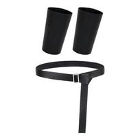 Fantasy Costume Accessories with Medieval Belt and Matching Wrist Cuffs, Black Roleplay Set for Stage Costumes, Cosplay Parties, and Photos 1 black
