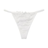 Thin Strap Sports Bikini Thong: Lace, Breathable, Antibacterial, Pure Cotton Crotch L balta