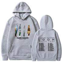 Imagine Dragons Hoodie – Unisex Black Double Sided Fleece Sweatshirt, LOOM World Tour Dates & Gradient Figure Print, Rock Streetwear XL white