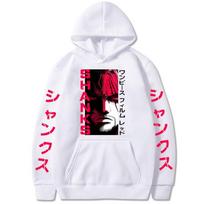 ONE PIECE Pirate King Movie RED Shanks Fleece Hoodie Unisex Sweatshirt white