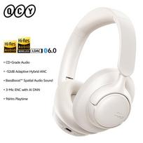 QCY H6Neo Wireless Headphones 52dB Adaptive Hybrid ANC Bass Boost Headsets Hi-Res LDAC Bluetooth 6.0 Spatial Audio Headphone 96H balta