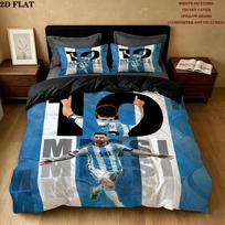 Messi Pattern Bedding Quilt Set Quilt Cover Pillowcase Home Birthday Gift(1 * duvet cover + 2 * pillowcase, without core) 135x200cm gray