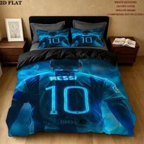 Messi Pattern Bedding Quilt Set Quilt Cover Pillowcase Home Birthday Gift(1 * duvet cover + 2 * pillowcase, without core) 140x200cm