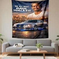 Paul Walker Tribute Skyline City Night Scene Patterned tapestry for bedroom and living room home decor sofas 75x90cm(29x35in) gray