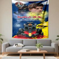 Red Bull Racing F1 Team Car Driver Blue Background Patterned tapestry for bedroom and living room home decor sofas 75x90cm(29x35in) gray