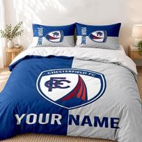 Chesterfield F.C Custom Name 3pc set Perfect for bedroom use Comfortable bedding set includes a duvet cover and two pillowcases Ideal birthday or Chri 135cmx200cm blue