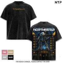 TITANFALL 2 Game Washed T-Shirt Oversize Acid Washed Vintage Black Graphic Tee L black