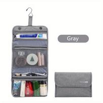 1PC Wall mounted portable toiletry bag for men and women, multifunctional waterproof travel storage bag, makeup ba gray