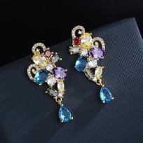 Fashion Kaleidoscope zircon Earrings 925 Silver Temperament Street Trend Kaleidoscope Earrings party birthday jewelry gift gray