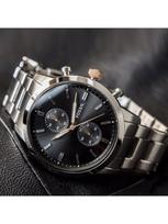 Men's Quartz 3-Hand Watch with Stainless Steel Case, Scratch-Resistant Glass, and Stainless Steel Material - Model FS5407 pilka spalva