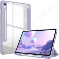 Dėklas, skirtas Samsung Galaxy Tab S10 FE / S9 FE 10,9 colio, plonas, permatomas galas, trijų dalių stovas, planšetės rašiklio įkrovimas, automatinis budėjimas/užmigdymas Tab S9 11 inch violetinė