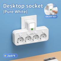 ES kištukinis prailgintuvas su AC lizdais, USB ir Type-C prievadais, dvi specifikacijos, nepriklausomi jungikliai ir mažas naktinis apšvietimas 【A】Jack*4 balta