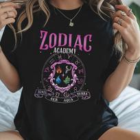 Womens Zodiac Academy Magical Astrology Graphic TShirt Ignis Aer Aqua Terra Zodiac Signs Print Short Sleeve Casual Top 4XL brown