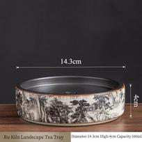 1pc Ceramic Teapot Tray Desktop Small Coffee Table Tray Dried Fruit Platter Kung Fu Tea Set Accessories Drain Small Tray gray