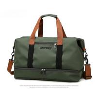 Large Capacity Waterproof Travel Duffle Bag, Multifunctional Gym & Outdoor Bag with Shoe Compartment, Shoulder Luggage Tote žalia
