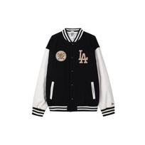New Era Baseball Collar Letter Print Color Block Jacket Unisex Jacket Dark-Blue 60416326 XL white