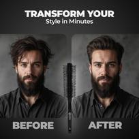 Beardo Roller Hair Brush For Men | Perfect Tool for Efficient Blow Drying, Adding Curls, Waves & Volume | Smoothening & Volumizing comb | Men Access gray