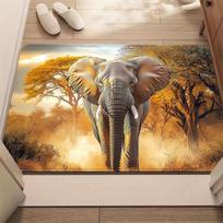 1pc Wild Elephant Safari Doormat Non-Slip Absorbent Microfiber Rug for Bathroom Bedroom Living Room Entryway 43X75CM orange