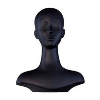 Mannequin Head with Shoulders Matte Display Bust LongNeck Hair Stand Base for Retailers, black