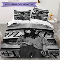Billie eilish Pattern Bedding,Quilt Set Quilt Cover Pillowcase Home Birthday Gift(1 * duvet cover + 2 * pillowcase, without core)_lx 155x200cm gray