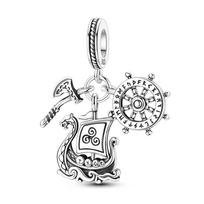 Original 925 Sterling Silver Charms Bead Norse Mythology Viking Series Pendant Fit Original Bracelet For Women DIY Jewelry Gift KTC2018-3 gray