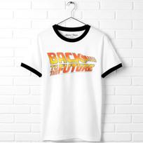Back to The Future Vintage Movie Logo Men's Ringer T Shirt Classic Retro 80's L black