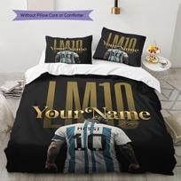 Messi Custom Name Pattern Bedding Quilt Set Quilt Cover Pillowcase Home Birthday Gift(1 * duvet cover + 2 * pillowcase, without core) 135x200cm